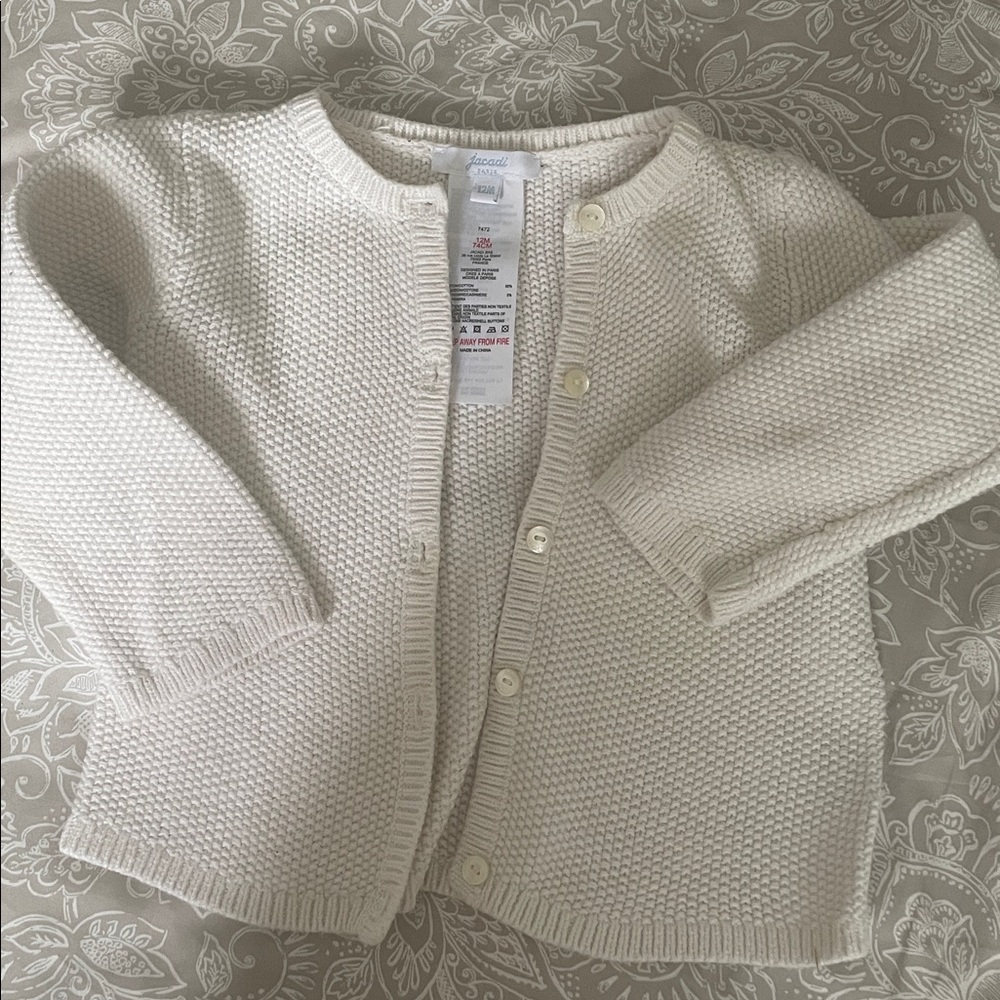 Jacadi Paris Cream Knit Cardigan size 12 months